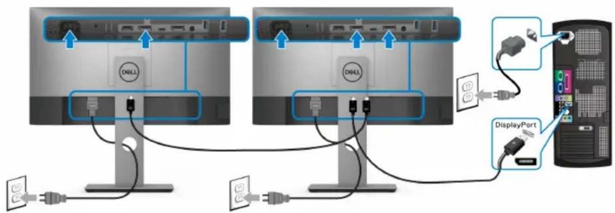 DELL UltraSharp U2520DR - Menyambungkan Monitor untuk fungsi DP Multi-Stream Transport (MST) - 1