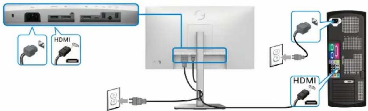 DELL UltraSharp U2422HX - Menyambungkan Kabel HDMI - 1