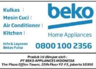 Kulkas | Mesin Cuci | Air Conditioner | Kitchen | Info & Layanan Bebas Pulsa 0800 100 2356 beko Home Appliances Produk ini dimper oleh : PT BEKO APPLIANCES INDONESIA The Plaza Office Tower, 22th Floor F2 F3, Jakarta 10350