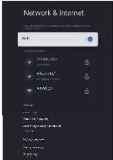 Network & Internet Wireless network Wireless network TP-Link TEEF Connected MTO-GUEST No connection accessed MTO-MES See all Add new network Scanning always available TCP/SSL Not connected Proxy settings IP settings