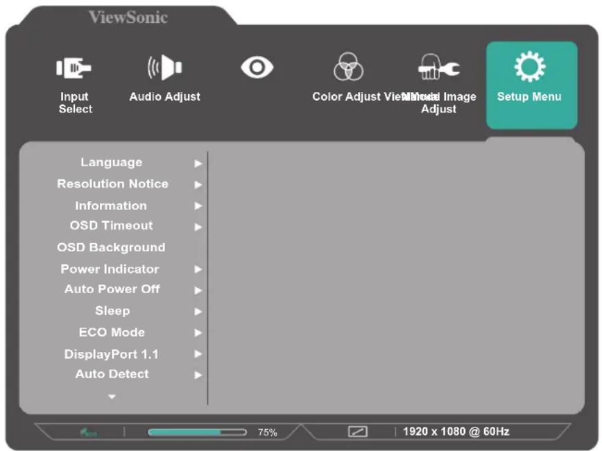VIEWSONIC VA2456-MIKU - Setup Menu (Menu Konfigurasi) - 1