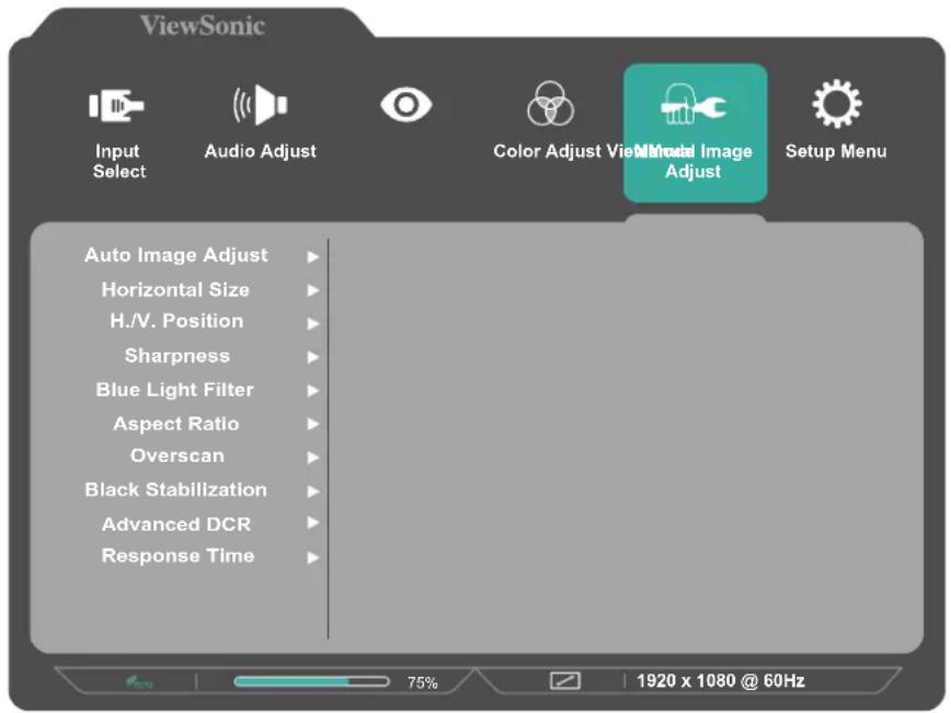 VIEWSONIC VA2456-MIKU - Menu Manual Image Adjust (Penyesuaian Gambar Manual) - 1