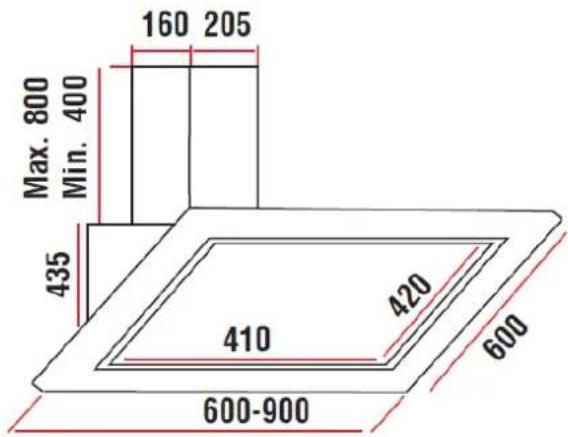 160 205 Max. 800 Min. 400 435 420 410 600 600-900
