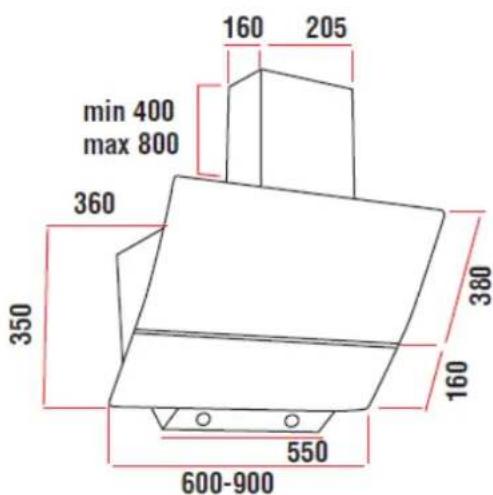 160 205 min 400 max 800 360 350 380 160 550 600-900