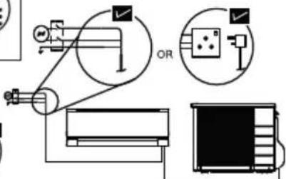Technical diagram showing mechanical assembly with labeled components and checkmark indicators