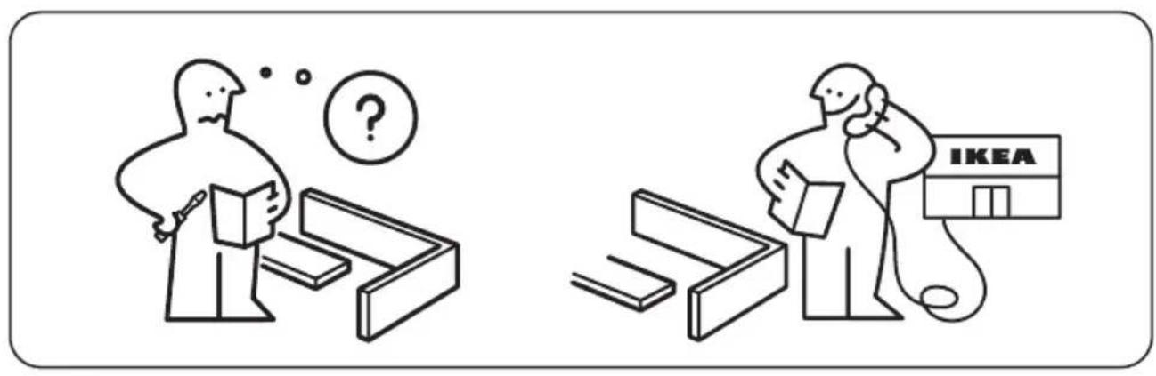 Illustration showing two scenes: one with a person thinking and the other with a person holding a IKEA store, both depicting different locations.