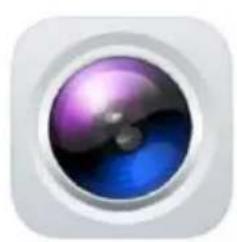 App icon featuring a camera lens with purple, blue, and white lens (no text or symbols)