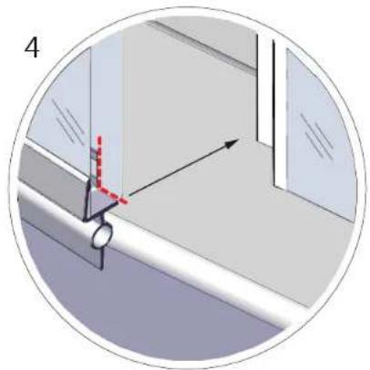Diagram showing a mechanical or architectural component with a red dashed line and arrow, no visible text or symbols