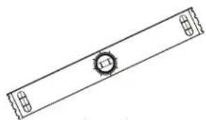 Simple line drawing of a rectangular object with a circular hole and four corner holes (no text or symbols)