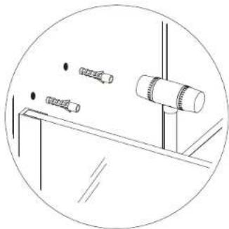 Simple line drawing of a mechanical setup with rollers and a vertical rod, enclosed in a circle (no text or symbols)