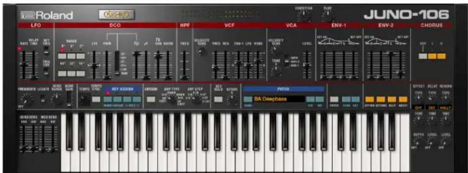 JUNO-106 LFO DCO HPF VCF VCA ENV-1 ENV-2 CHORUS PREFRDER LEAVES RANGE RANGE TEMPLE STOCK KEY SAGNIN KIPPSON KIPP TINN KIPP STEP KEY ROLL KEY LIME FAIR BA Deepbass OFFSET RELAY REMAIN TURS TYPE DRY TURS TYPE TURS OFFICE SWITCH RLTR REDUCT BEETH FLOW LIME LIME OFF ON OFF