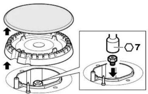 Technical diagram showing mechanical assembly with labeled parts and directional arrows indicating motion or movement