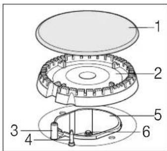 Exploded view diagram of a mechanical assembly with numbered parts for identification