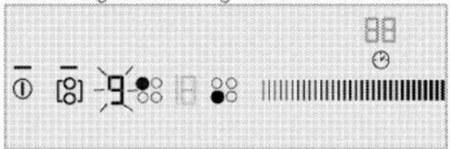 GRUNDIG GIEI824470 - Turning on the wide surface cooking zone while one or both of the left cooking zones are running - 2