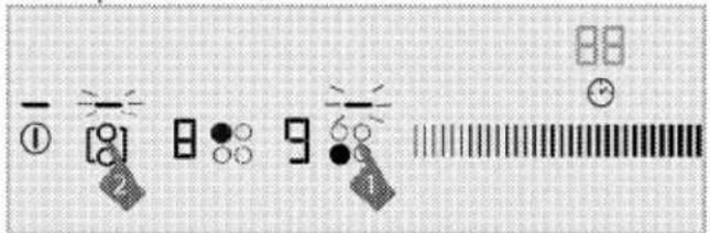 GRUNDIG GIEI824470 - Turning on the wide surface cooking zone while one or both of the left cooking zones are running - 1