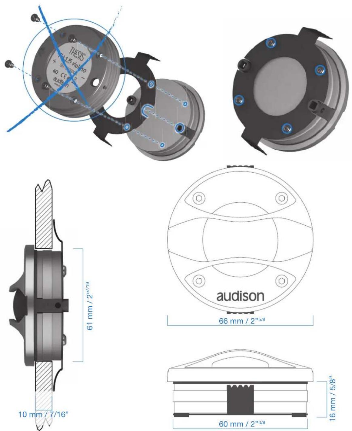 AUDISON TH K2 Coro - Surface mounting without trim ring, with rear bracket - 1