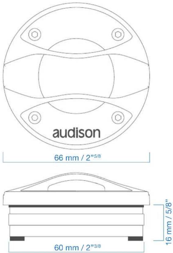 audison 66 mm / 2"5/8" 16 mm / 5/8" 60 mm / 2"3/8"