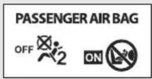 PASSENGER AIR BAG OFF 2 ON
