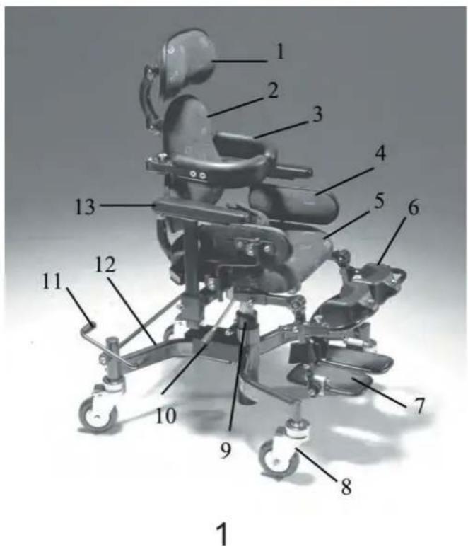 Labeled diagram of a robotic device with numbered parts for identification