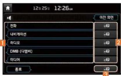 12:25 12:26 전화 내비계이션 레디오 DMB (디엠비) 미디어 종료 이전 와면 +2 +2 +2 +2 +2 +2 3