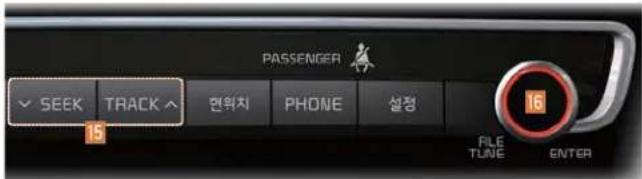 PASSenger SEEK TRACK → 연위치 PHONE 설정 15 16 FILE TUNE ENTER