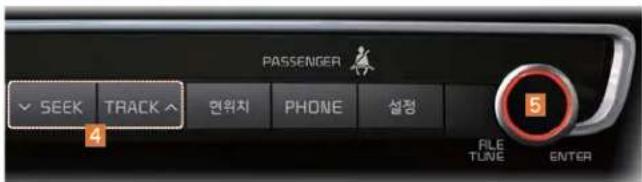 FASSINGER SEEK TRACK → 연위치 PHONE 설정 4 FILE TUNE ENTER