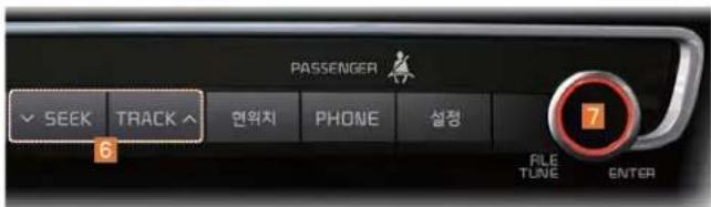 PASSenger ✓ SEEK TRACK ↑ 연위치 PHONE 설정 6 7 FILE TUNE ENTER