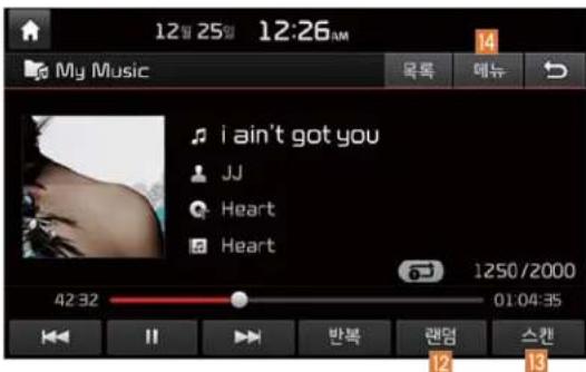 12:25 12:26 AM My Music i ain't got you JJ Heart Heart 1250/2000 42:32 01:04:35 반복 랜업 스캔