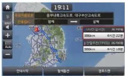 19:11 중부내용 고속도로, 대구부산고속도로 전용 Location 지체 삼력 UVDA (실시간) 26.700원 386km 4시간 22분 단말추천(TPEGA) 26.700원 300km 4시간 18분 안내시작 항색을선 경로스컨