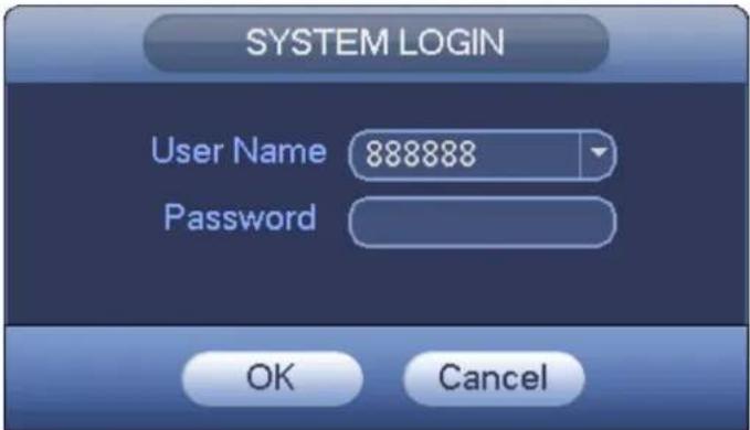 SYSTEM LOGIN User Name 888888 Password OK Cancel