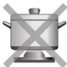 Illustration of a cooking pot with crossed-out triangular symbols (no text or labels)