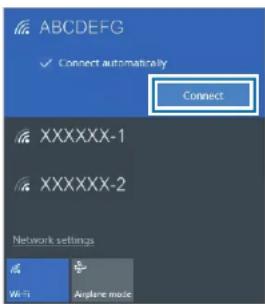 ABCDEFG Connect automatically Connect XXXXXXXX-1 XXXXXXXX-2 Network settings WiFi Airplane mode