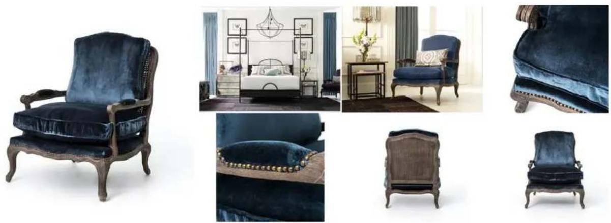 Four Hands CIRD-51F2-E5 - Boutique Accent Chair-Cut Blue Pile - 1