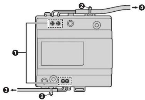 Diagram of a battery terminal with labeled components and connection points