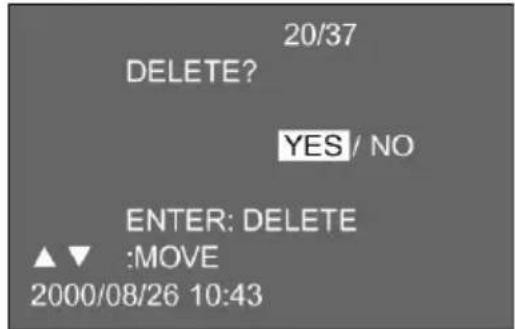 20/37 DELETE? YES / NO ENTER: DELETE ▲ ▼ :MOVE 2000/08/26 10:43