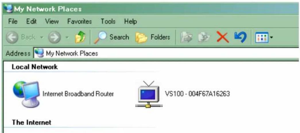 My Network Places File Edit View Favorites Tools Help Back Search Folders Address My Network Places Local Network Internet Broadband Router VS100 - 004F67A16263 The Internet