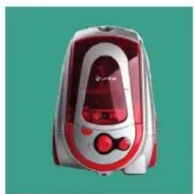 Exterior view of a white and red portable air cleaner with control buttons (no visible text or symbols)