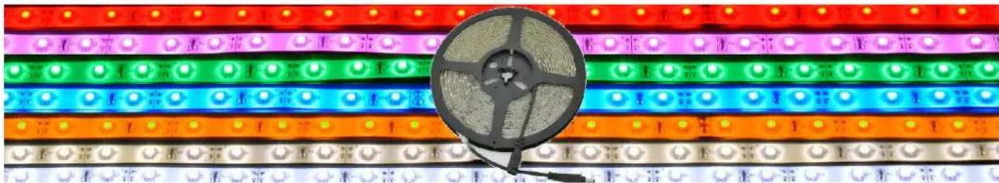 Colorful striped fabric with circular patterns and a magnified inset showing a film reel, likely from a textile or textile production material.