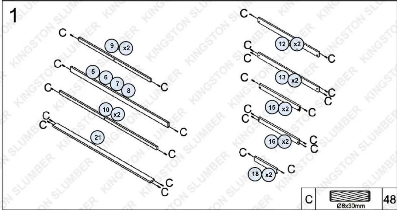 1 C 9 x2 C 5 6 7 8 C 10 x2 C 21 C C C C C C C C C C C C C C 12 x2 C 13 x2 C 15 x2 C 16 x2 C 18 x2 C C Ø8x30mm 48