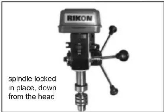 RIKON spindle locked in place, down from the head
