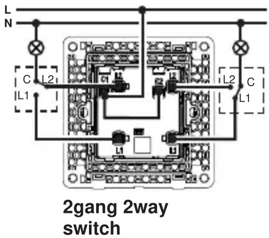 L N C L21 L1 L2 C L1 2gang 2way switch