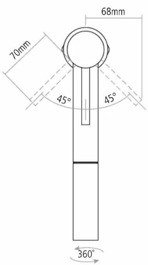 68mm 70mm 45° 45° 360°