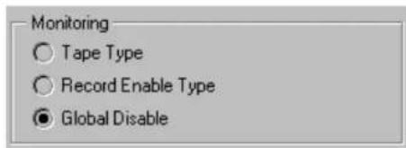 Monitoring ○ Tape Type ○ Record Enable Type ● Global Disable