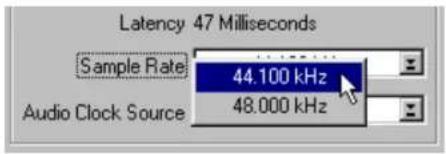 Latency 47 Milliseconds Sample Rate 44.100 kHz Audio Clock Source 48.000 kHz