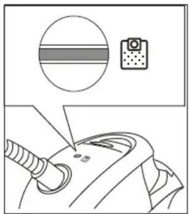 Diagram showing a device with a sensor and a close-up of its component, likely illustrating a medical or safety procedure.