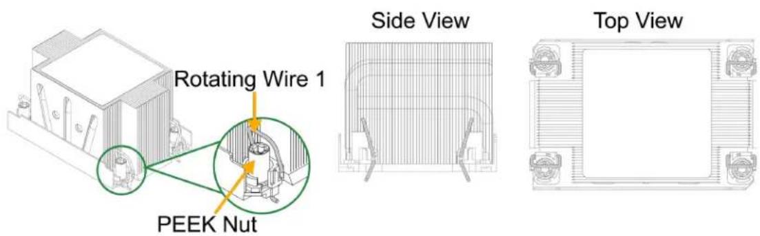 Rotating Wire 1 PEEK Nut Side View Top View
