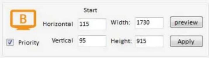 Start Horizontal 115 Width: 1730 preview Vertical 95 Height: 915 Apply Priority