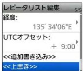 レピータリスト編集 経度: 135° 34'06"E UTCオフセット: + 9:00 <<追加書き込み>> <<上書き>>