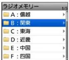 ラジオメモリー A : 信越 B : 関東 C : 東海 D : 近畿 E : 中国 F : 四国