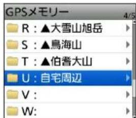 GPSメモリー R : ▲大雪山旭岳 S : ▲鳥海山 T : ▲伯耆大山 U : 自宅周辺 V : W :